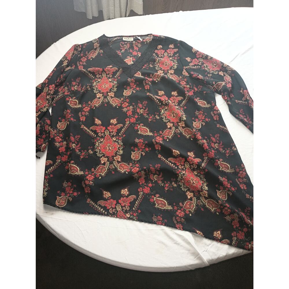 Vintage White Stage Asymmetrical Sheer Blouse Top Women Lace Floral 26W 28W
